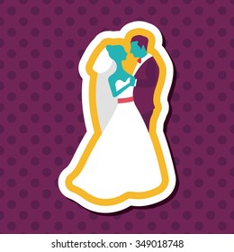 wedding couple flat icon with long shadow,eps10