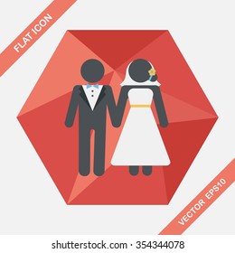 wedding couple flat icon with long shadow,eps10