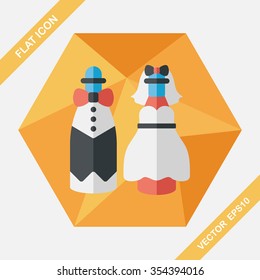 wedding couple flat icon with long shadow,eps10