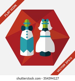 wedding couple flat icon with long shadow,eps10