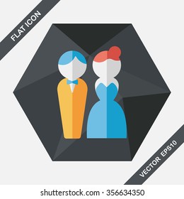 wedding couple flat icon with long shadow,eps10
