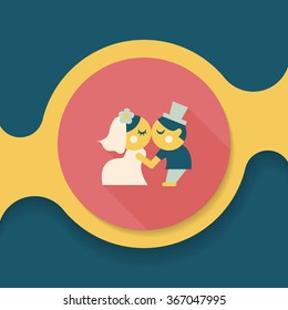 wedding couple flat icon with long shadow,eps10