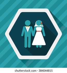 Wedding Couple Flat Icon With Long Shadow,eps10