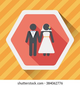 wedding couple flat icon with long shadow,eps10