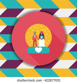 wedding couple flat icon with long shadow,eps10