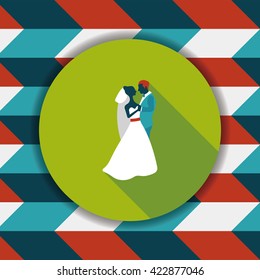 wedding couple flat icon with long shadow,eps10