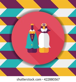 wedding couple flat icon with long shadow,eps10