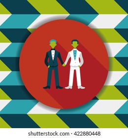 wedding couple flat icon with long shadow,eps10