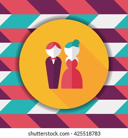 wedding couple flat icon with long shadow,eps10