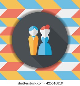 wedding couple flat icon with long shadow,eps10