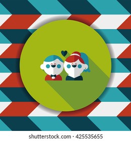 wedding couple flat icon with long shadow,eps10