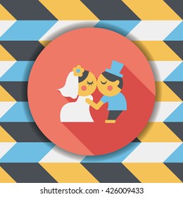 wedding couple flat icon with long shadow,eps10