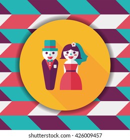 wedding couple flat icon with long shadow,eps10
