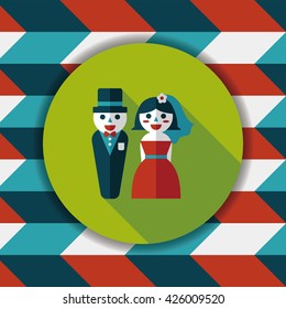 wedding couple flat icon with long shadow,eps10