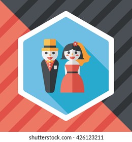 wedding couple flat icon with long shadow,eps10