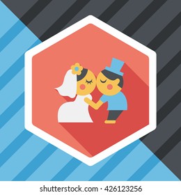 wedding couple flat icon with long shadow,eps10
