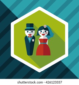 wedding couple flat icon with long shadow,eps10