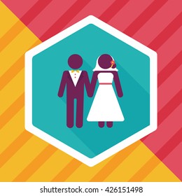 wedding couple flat icon with long shadow,eps10