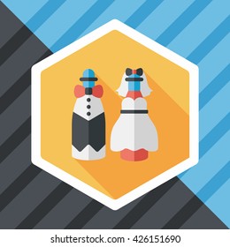 wedding couple flat icon with long shadow,eps10