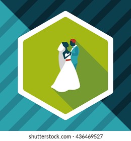 wedding couple flat icon with long shadow,eps10