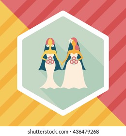 wedding couple flat icon with long shadow,eps10