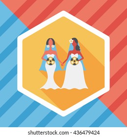 wedding couple flat icon with long shadow,eps10