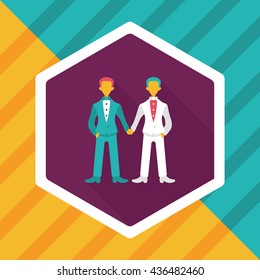 wedding couple flat icon with long shadow,eps10