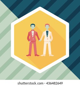 wedding couple flat icon with long shadow,eps10