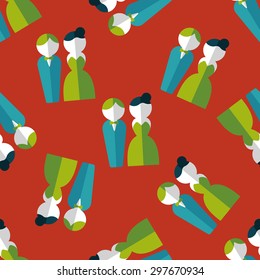 wedding couple flat icon,eps10 seamless pattern background