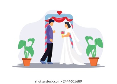 Wedding Couple Flat Illustration Design