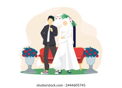 Wedding Couple Flat Illustration Design