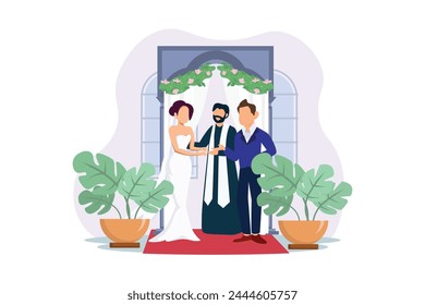 Wedding Couple Flat Illustration Design