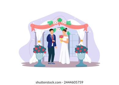 Wedding Couple Flat Illustration Design