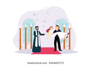 Wedding Couple Flat Illustration Design