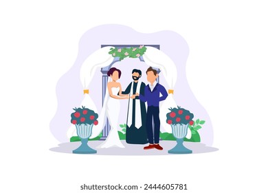 Wedding Couple Flat Illustration Design