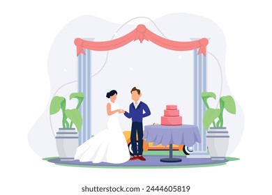 Wedding Couple Flat Illustration Design