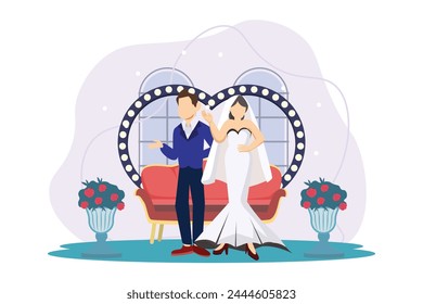 Wedding Couple Flat Illustration Design