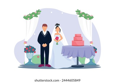 Wedding Couple Flat Illustration Design