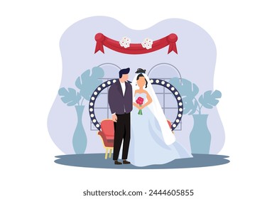 Wedding Couple Flat Illustration Design