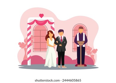 Wedding Couple Flat Illustration Design