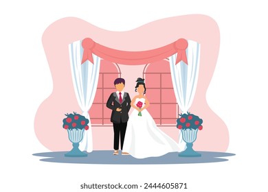 Wedding Couple Flat Illustration Design