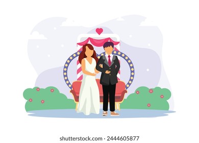 Wedding Couple Flat Illustration Design