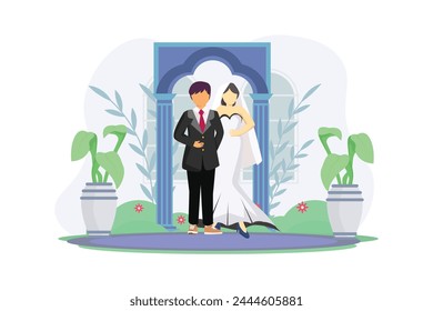 Wedding Couple Flat Illustration Design
