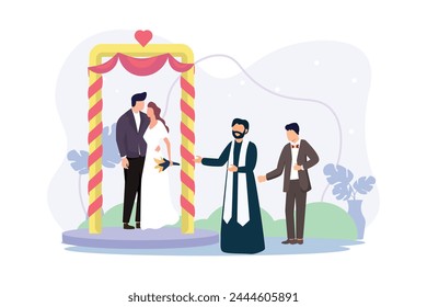 Wedding Couple Flat Illustration Design