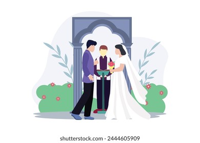 Wedding Couple Flat Illustration Design