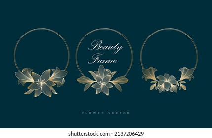 ilustración vectorial de marco de pareja de bodas. etiqueta de ilustración de línea floral. 