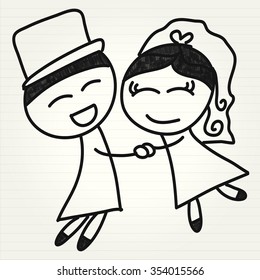 wedding couple hand drawn