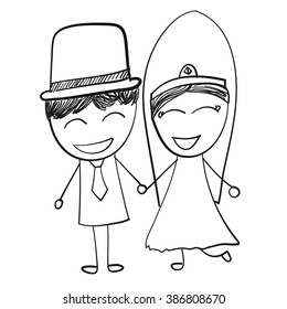 wedding couple hand drawn