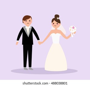 Wedding couple holding hands 