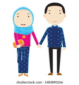Wedding couple illustration with flat design style.